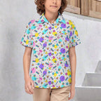80's Grid Kids Youth Short Sleeve Button Up Shirt