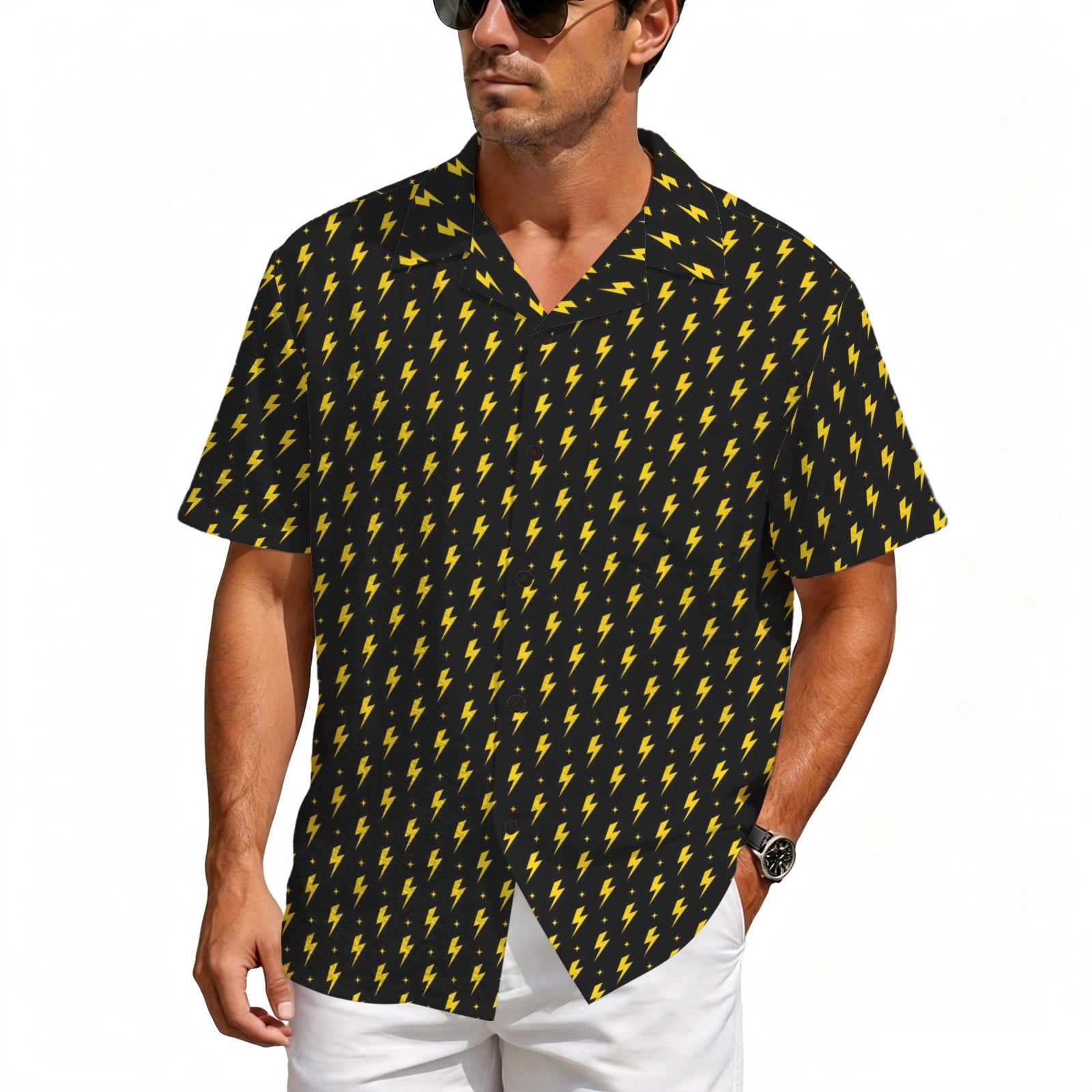 Yellow Lightning Men's Crinkle Hawaiian Shirt