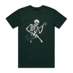 Skeleton Playing Guitar Men's AS Colour T-shirt Pine Green Mens T-shirt Music Printed In Australia