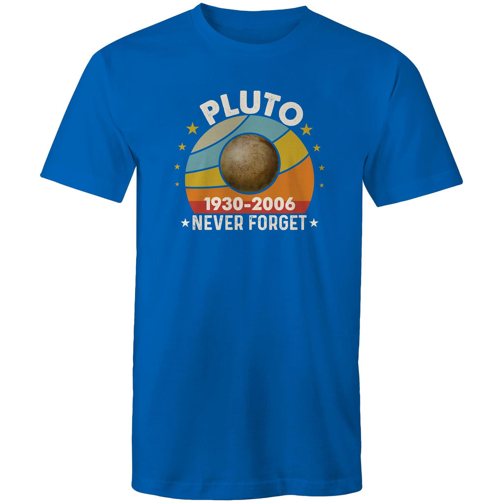 Never Forget Pluto - Mens T-Shirt Bright Royal Mens T-shirt Printed In Australia Space