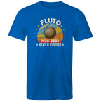Never Forget Pluto - Mens T-Shirt Bright Royal Mens T-shirt Printed In Australia Space