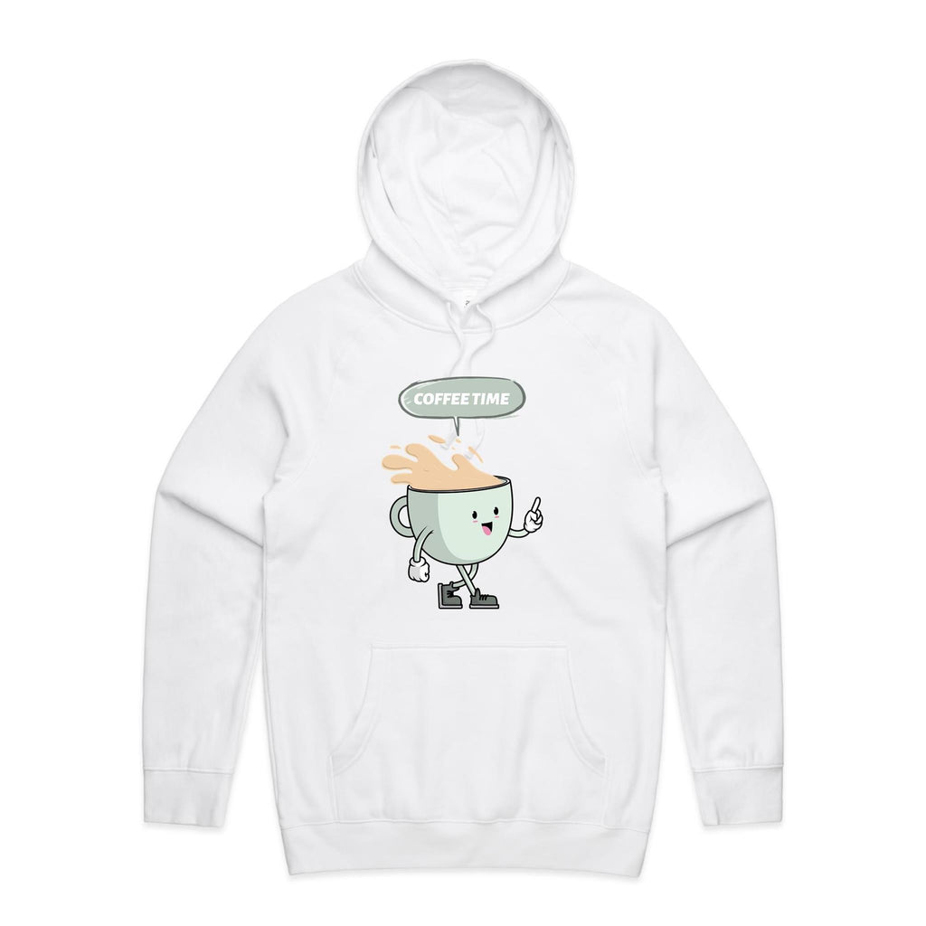 Coffee Time - Mens Hoodie White Mens Hoodie Coffee Printed In Australia