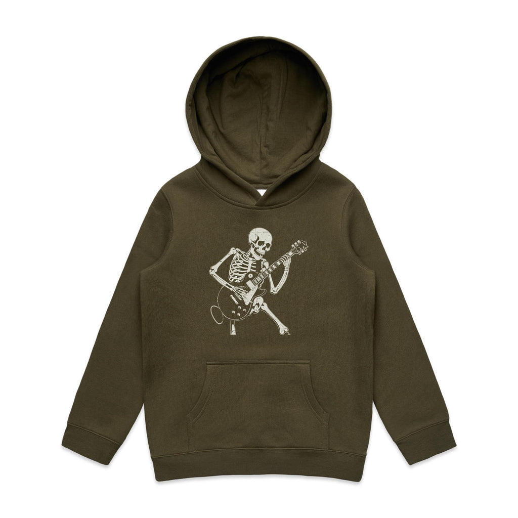 Skeleton Playing Guitar Kid's AS Colour Hoodie Army Kids Hoodie Music Printed In Australia