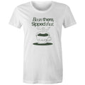 Bean There, Sipped That, Coffee Women's AS Colour T-shirt White Womens T-shirt Coffee Printed In Australia