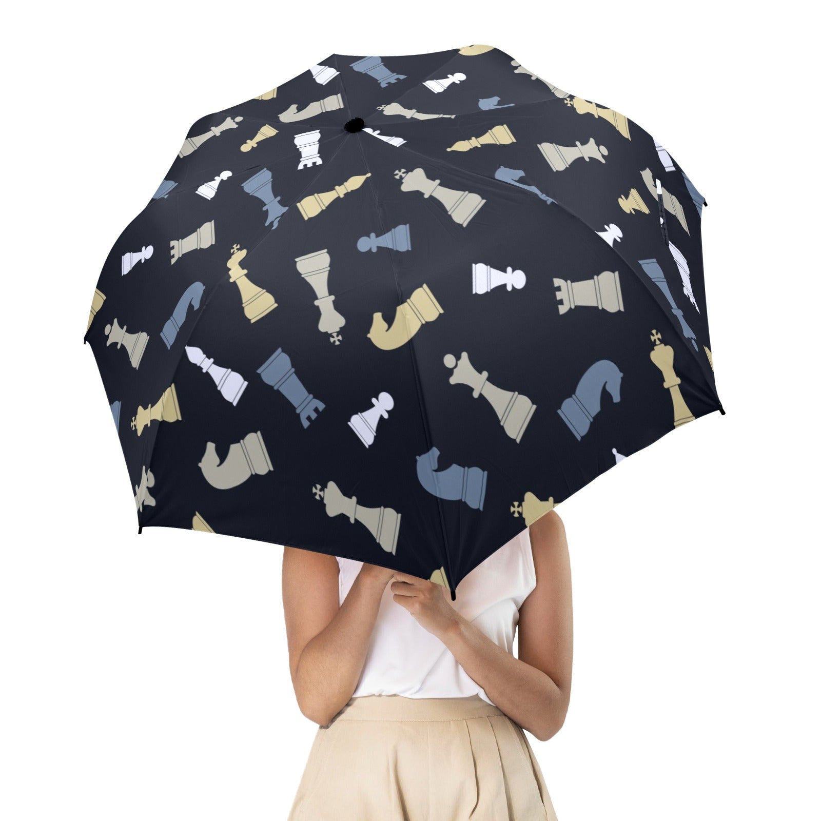 Chess Pattern - Semi-Automatic Foldable Umbrella (Model U12) Semi-Automatic Foldable Umbrella (U12)