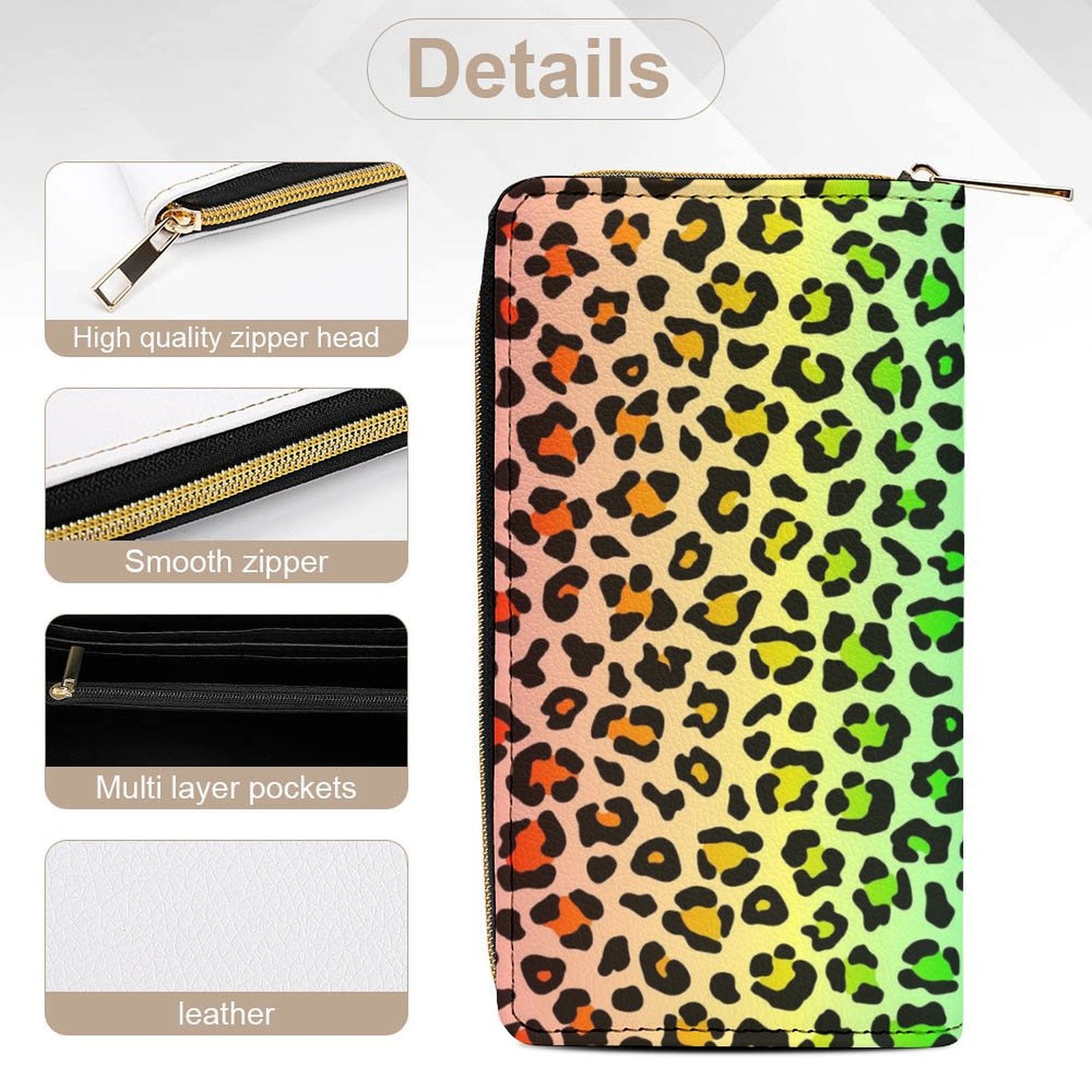 Rainbow Leopard Print - PU Leather Wallet