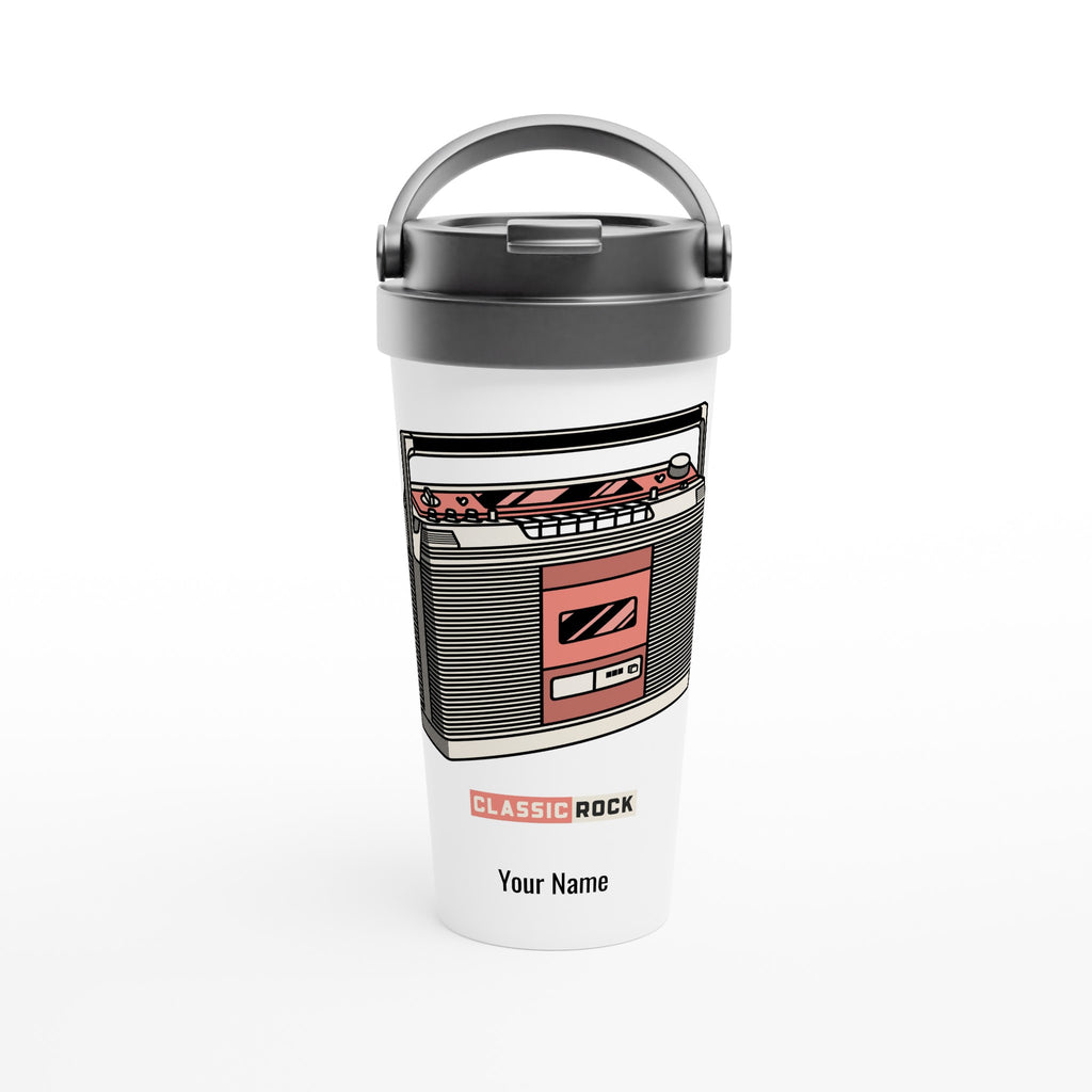 Personalised - Classic Rock - White 15oz Stainless Steel Travel Mug Default Title Personalised Travel Mug Customise Globally Fulfilled Music Personalise Retro