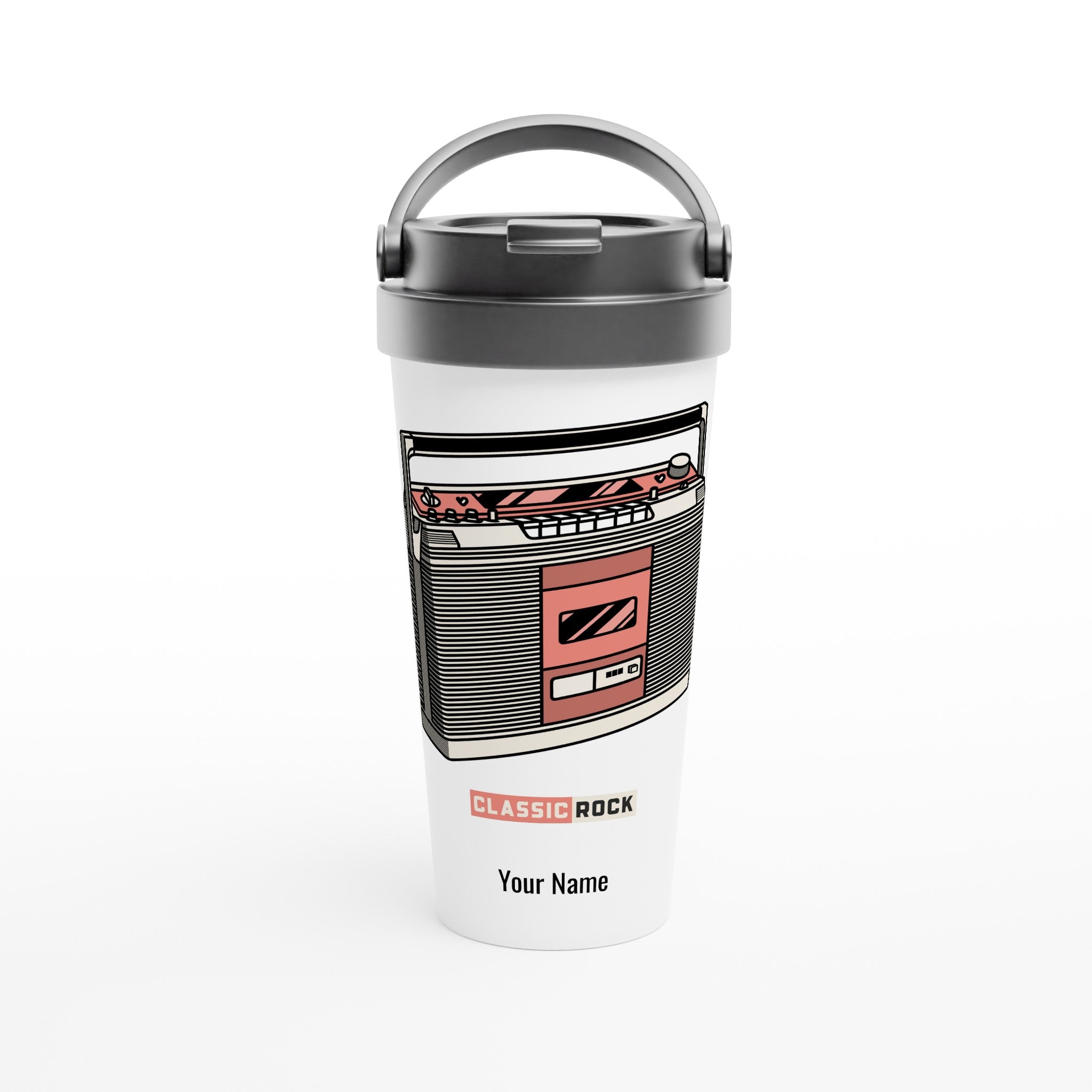 Personalised - Classic Rock - White 15oz Stainless Steel Travel Mug Default Title Personalised Travel Mug Customise Globally Fulfilled Music Personalise Retro
