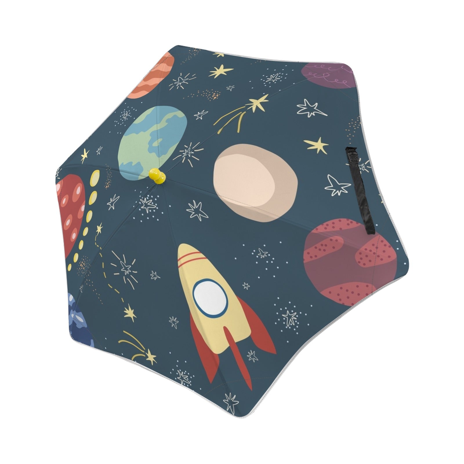 Rocket and Planets In Space Kids Safe Round Corner Umbrella One Size Kids Safe Round Corner Umbrella Printed Offshore Space