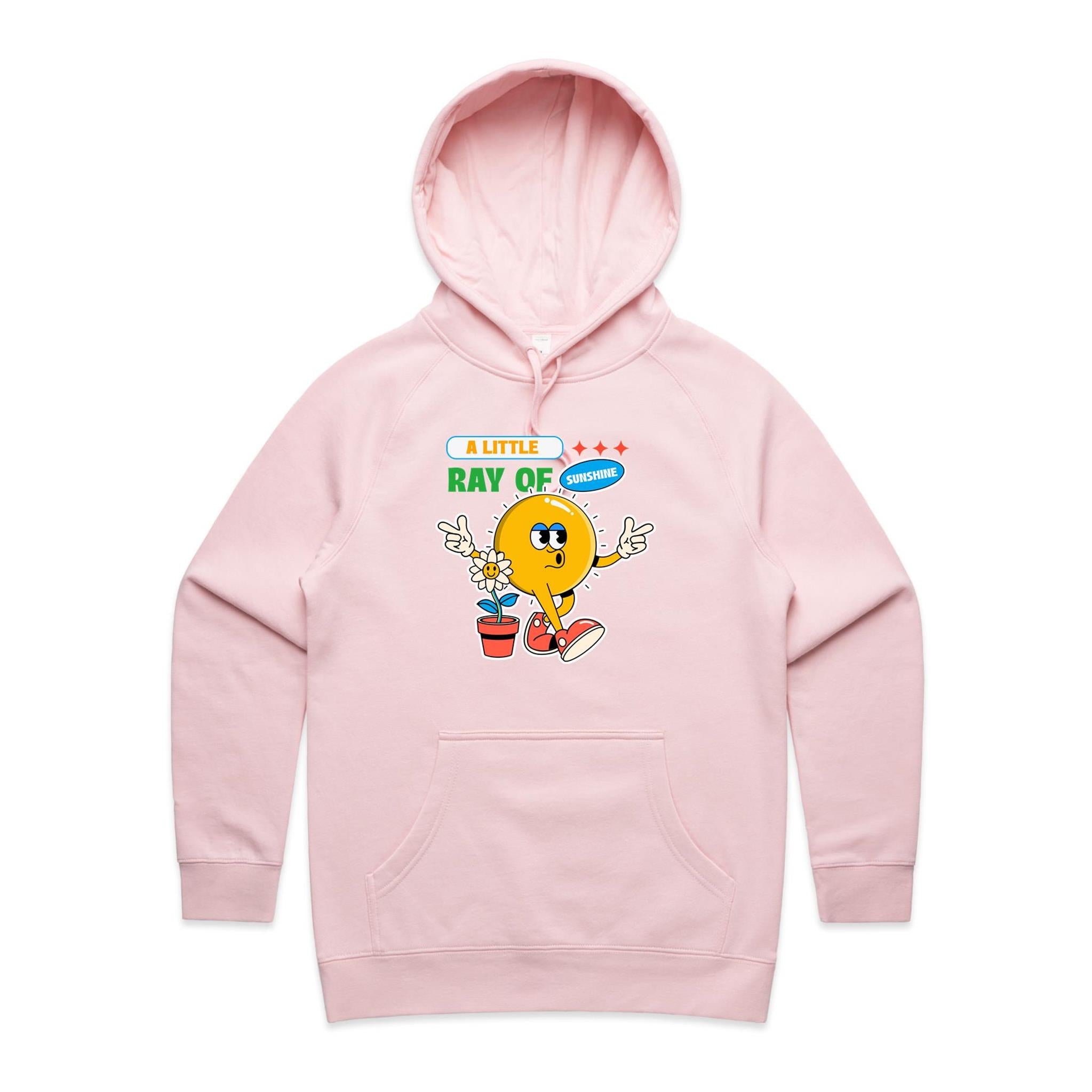 A Little Ray Of Sunshine - Womens Hoodie Pink Womens Hoodie Positivity Printed In Australia