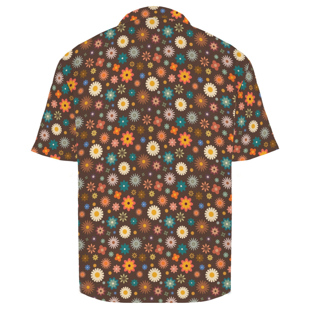 Abstract Floral On Brown Men's Crinkle Hawaiian Shirt
