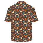 Abstract Floral On Brown Men's Crinkle Hawaiian Shirt
