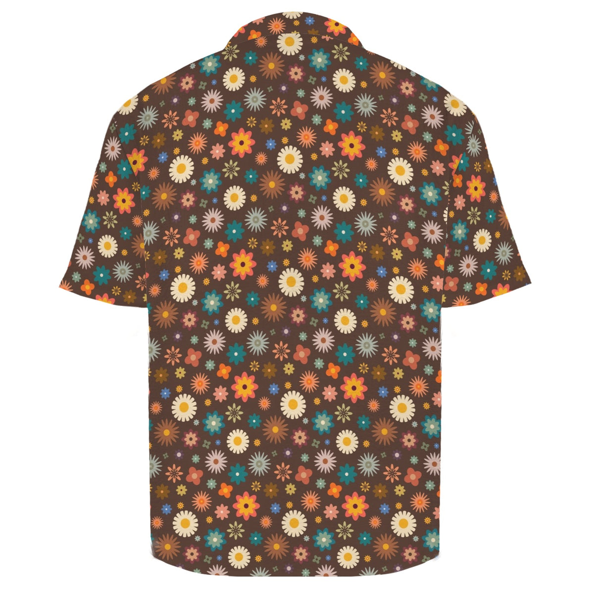 Abstract Floral On Brown Men's Crinkle Hawaiian Shirt