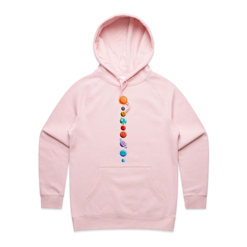 Our Solar System - Womens Hoodie Pink Womens Hoodie Printed In Australia Space
