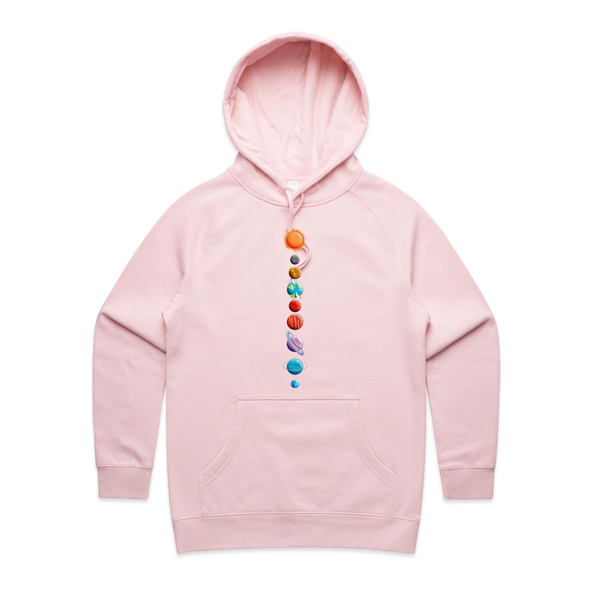 Our Solar System - Womens Hoodie Pink Womens Hoodie Printed In Australia Space