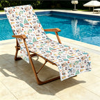 Travel And Explore Beach Chair Towel Cover with Side Pockets