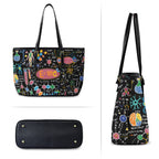 Science Time Blackboard - Leather Tote Bag-Large