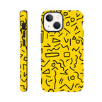 Yellow Black Graphic Squiggle - Apple iPhone Tough case iPhone 13 Mini iPhone Tough Case Globally Fulfilled Retro