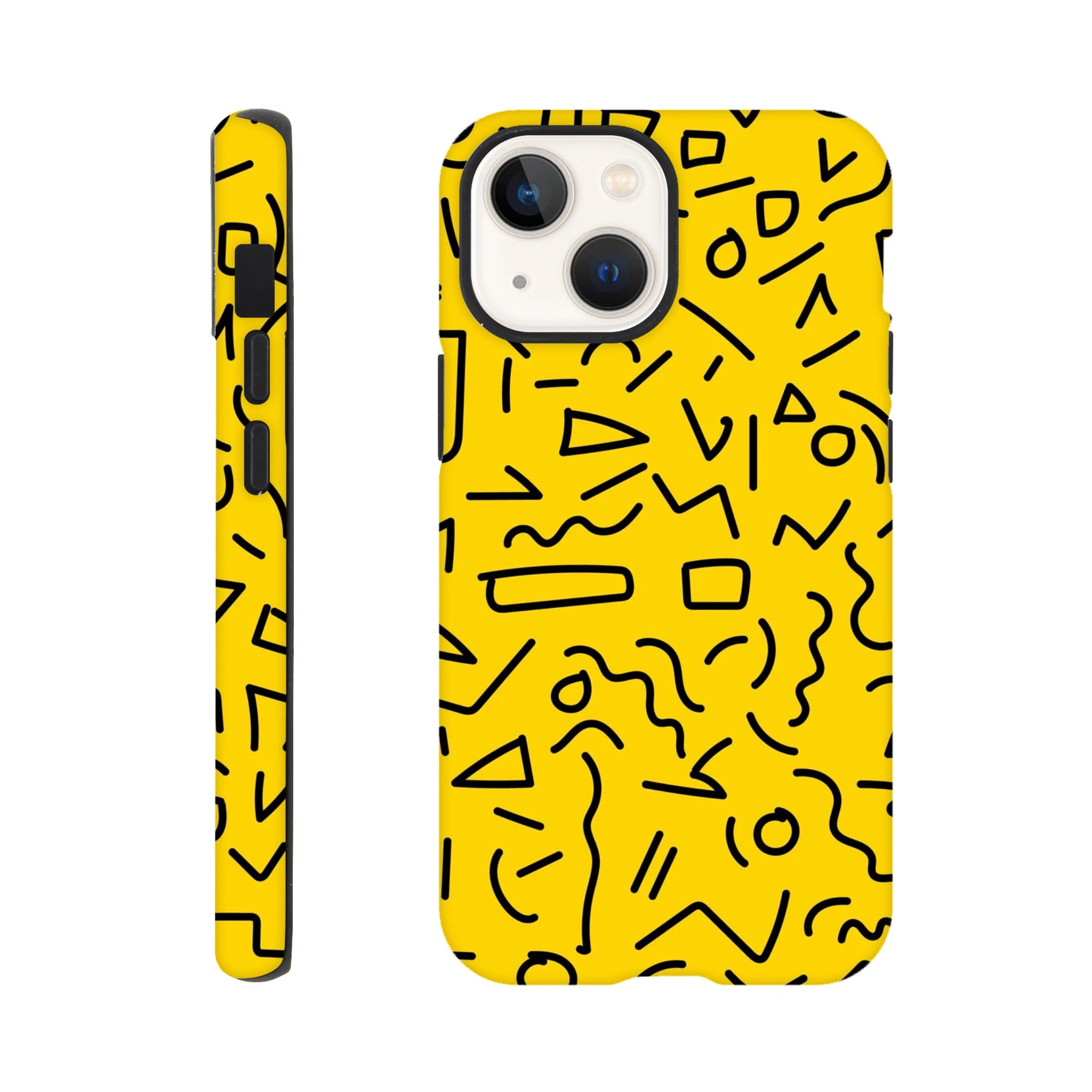 Yellow Black Graphic Squiggle - Apple iPhone Tough case iPhone 13 Mini iPhone Tough Case Globally Fulfilled Retro