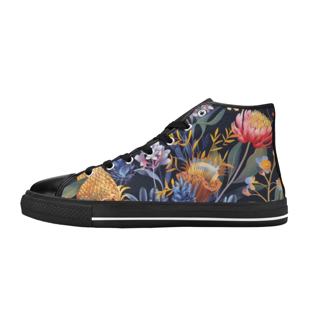 Aussie Floral Women's High Top Canvas Shoes US12 Womens Classic High Top Shoes Plants Printed Offshore