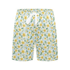 Delicate Frangipani Men's Mid-Length Beach Shorts Men's Mid-Length Beach Shorts Plants Printed Offshore