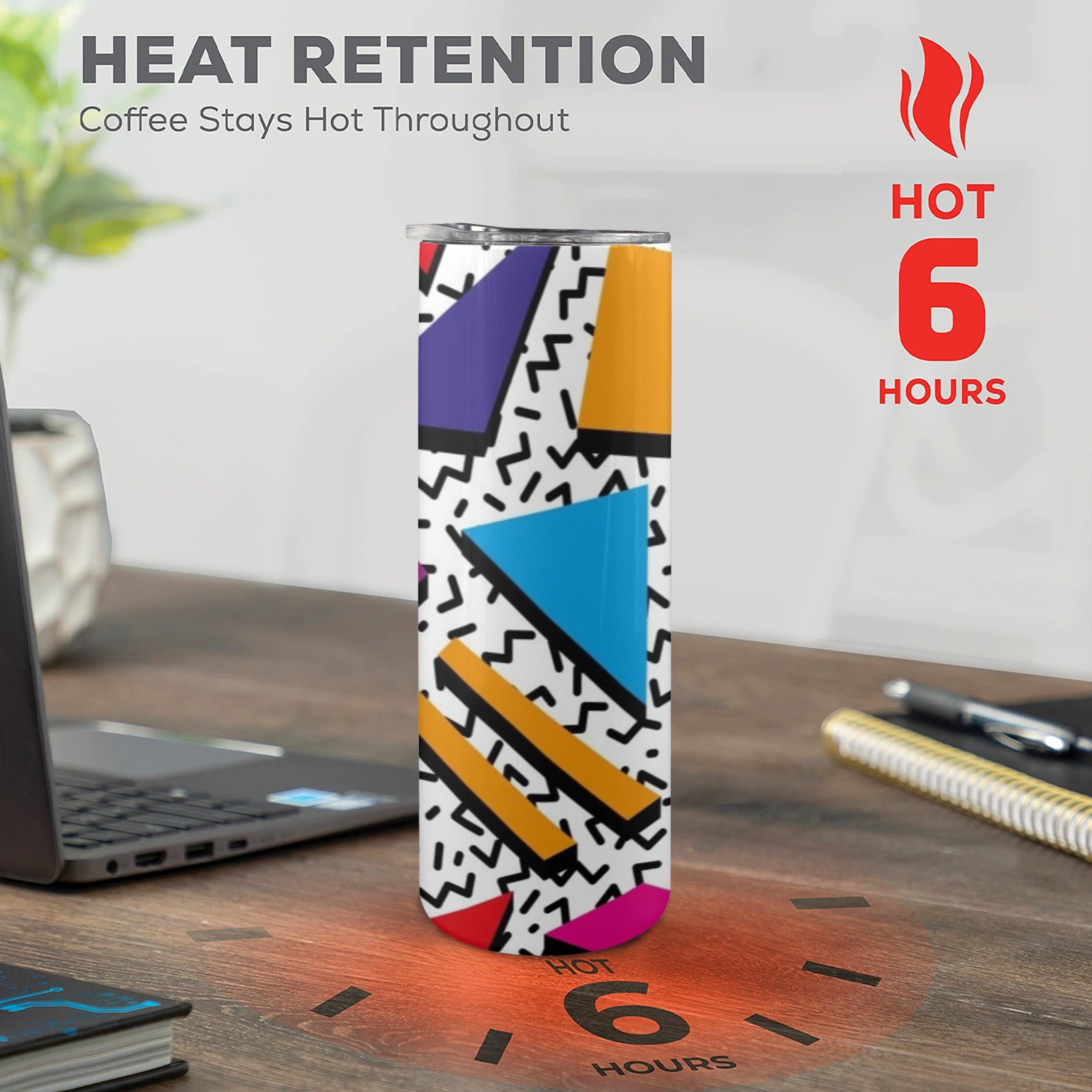 Graphic 80's - 20oz Tall Skinny Tumbler with Lid and Straw