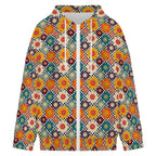 Happy Retro Flowers Women's Full-Zip Hoodie