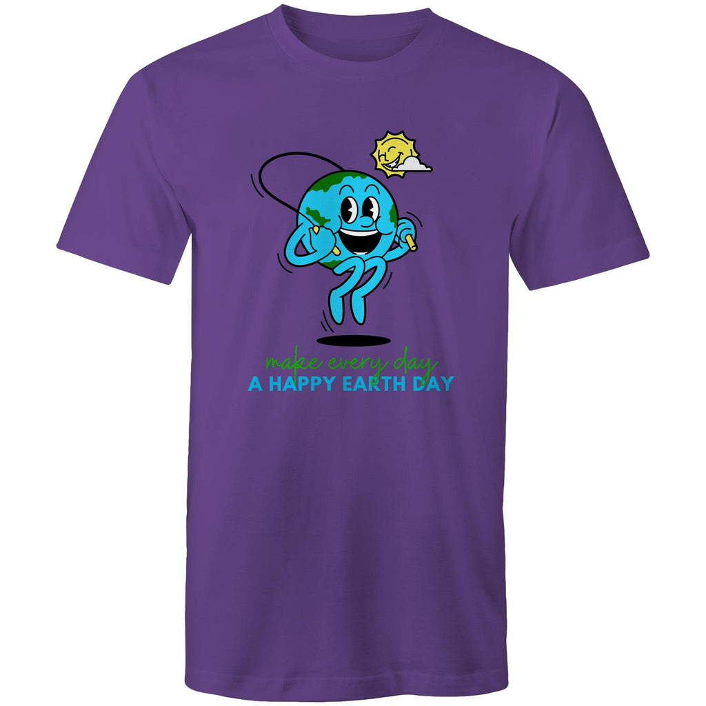 Make Every Day A Happy Earth Day - Mens T-Shirt Purple Mens T-shirt Environment Printed In Australia