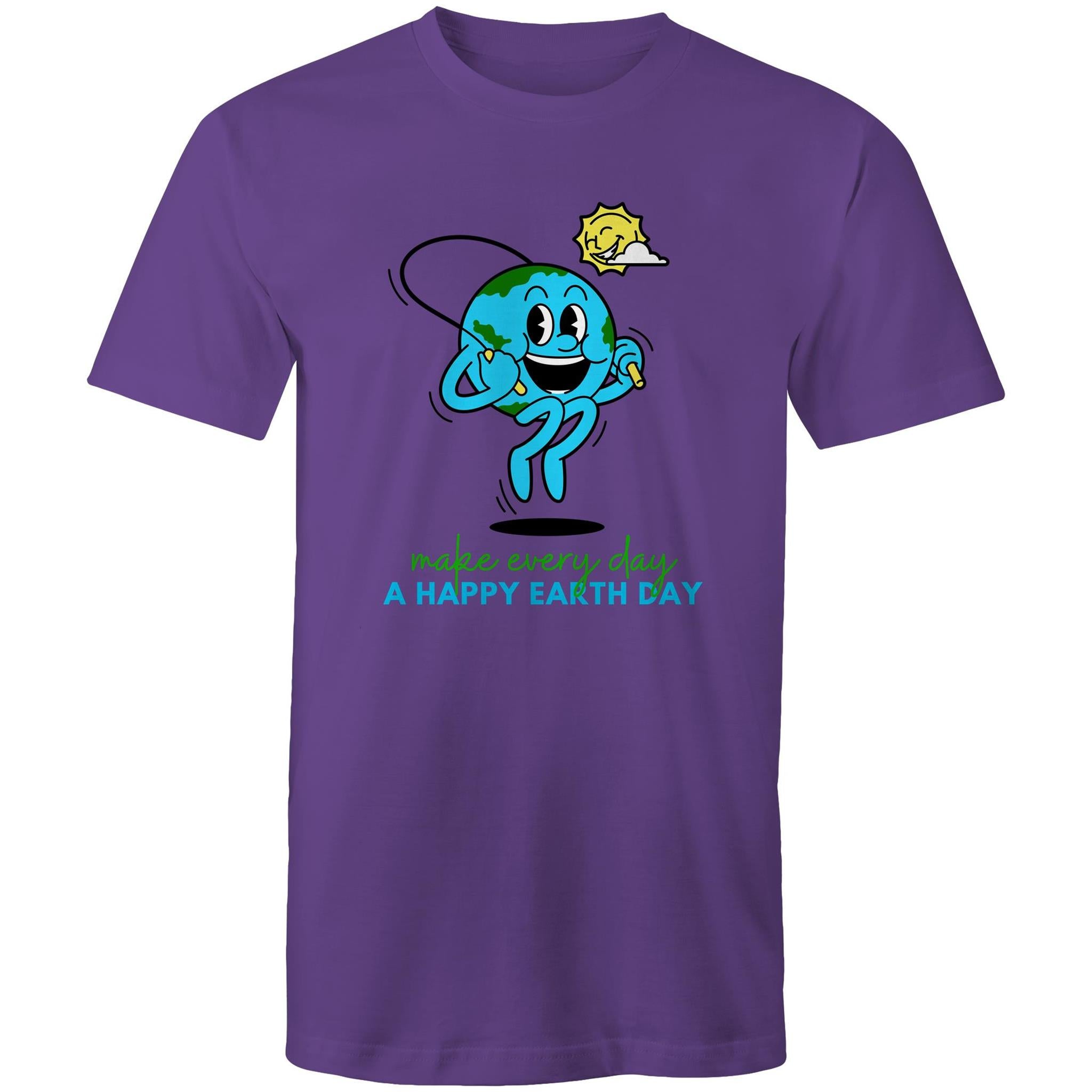 Make Every Day A Happy Earth Day - Mens T-Shirt Purple Mens T-shirt Environment Printed In Australia