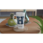 Blue Denim Initial - White Latte 17oz Ceramic Mug Personalised Latte Mug customise Globally Fulfilled Initial Name personalise