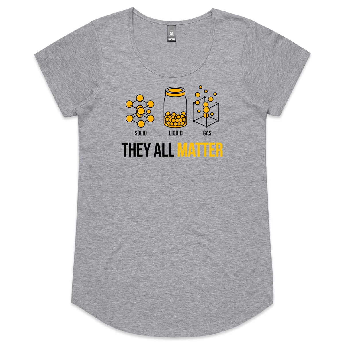 They All Matter Solid Liquid Gas Women's AS Colour Scoop Neck T-Shirt Grey Marle Womens Scoop Neck T-shirt Printed In Australia Science