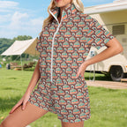 Coffee Van Women's Windbreaker Short Set Women's Windbreaker Short Set Coffee Printed Offshore