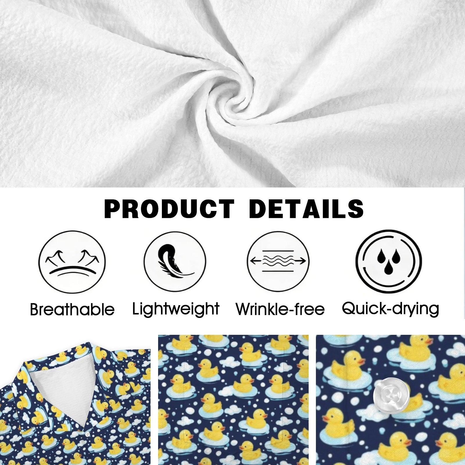 Rubber Ducks On Dark Men's Crinkle Hawaiian Shirt