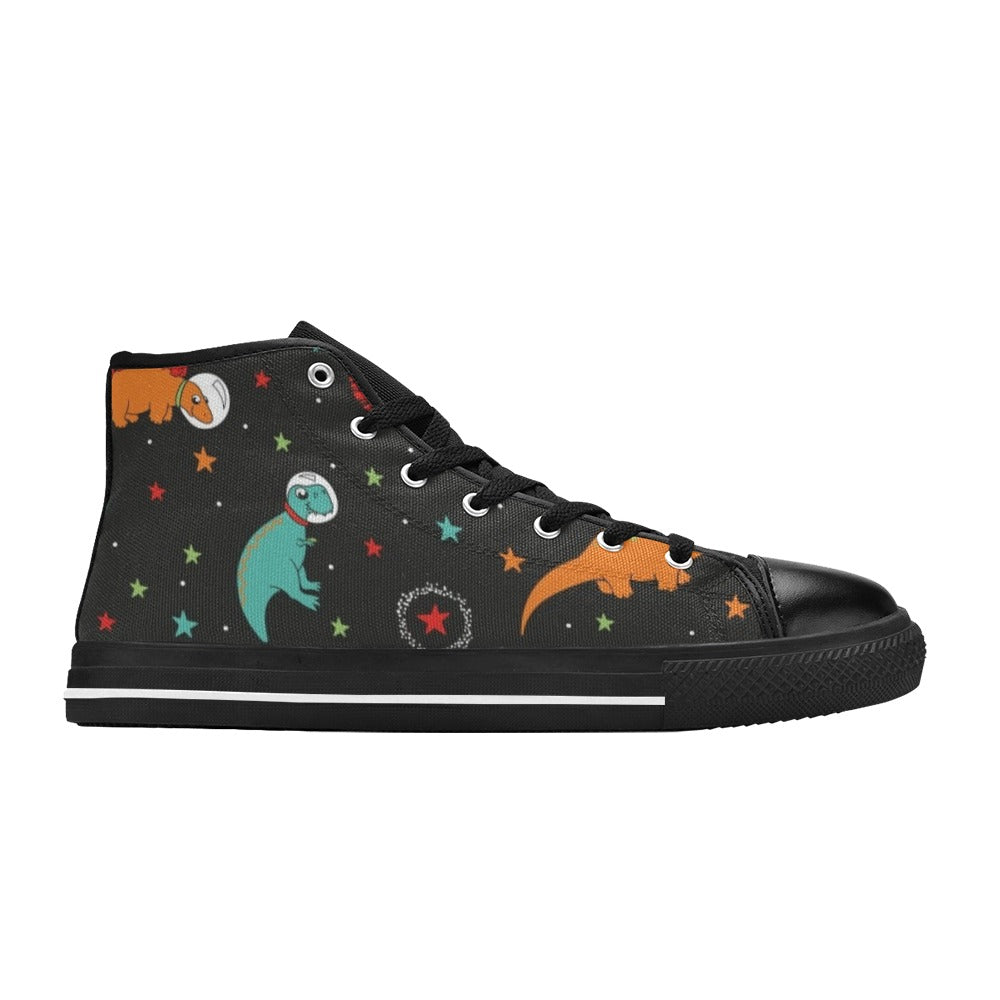 Astronaut Dinosaurs - Kids High Top Canvas Shoes