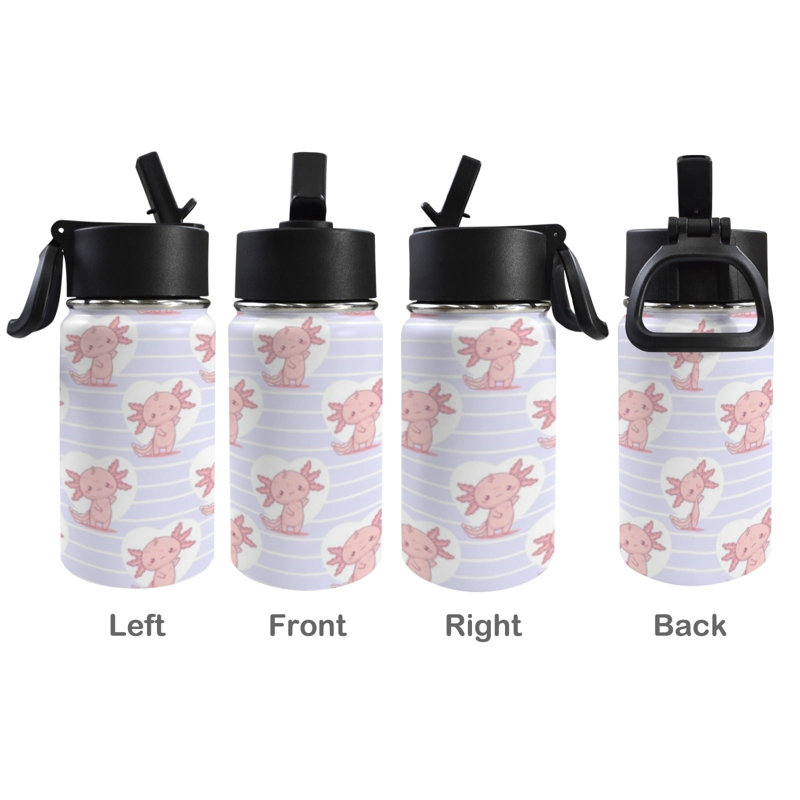 Axolotl Love 12oz Kids Water Bottle with Straw Lid