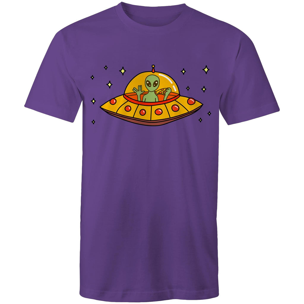 Alien Pizza - Mens T-Shirt Purple Mens T-shirt Food Printed In Australia Sci Fi