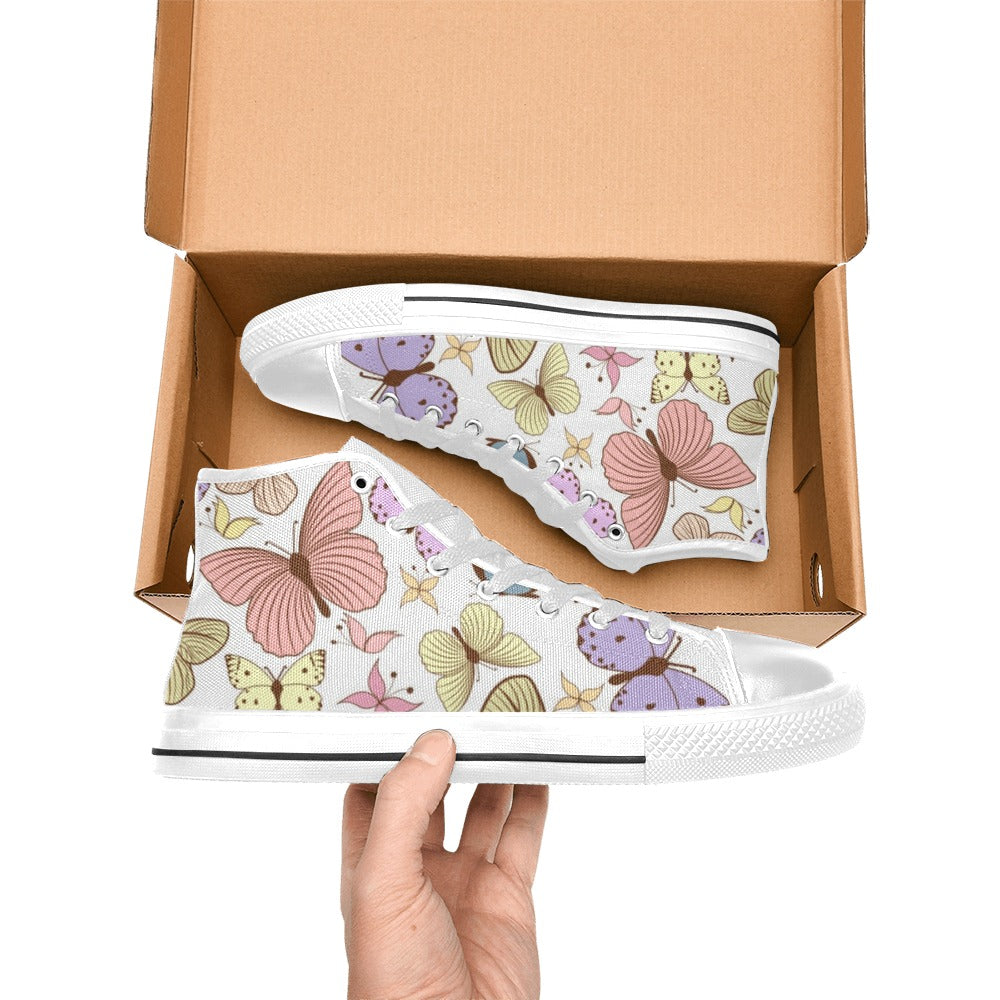 Cartoon Butterfly - Kids High Top Canvas Shoes