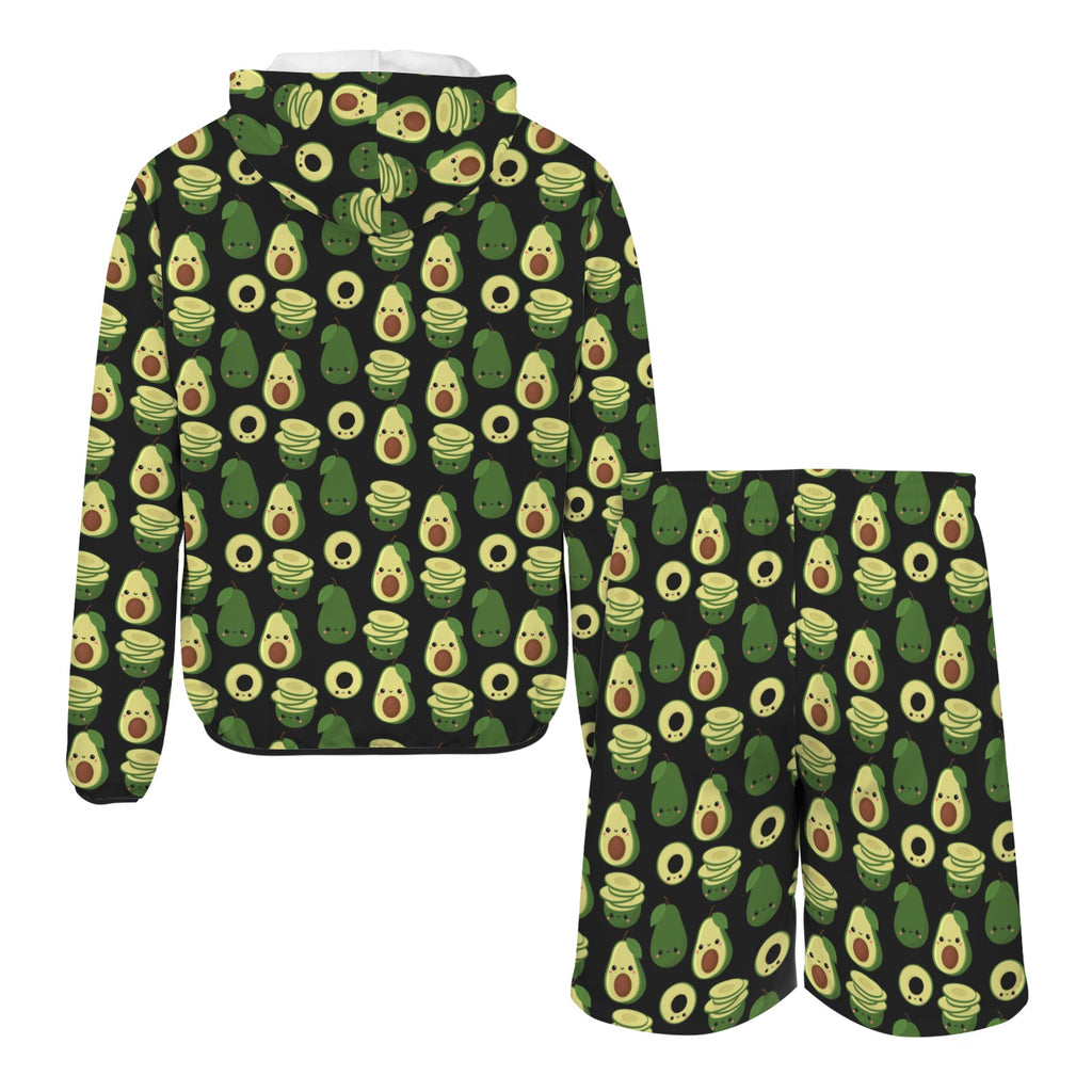 Cute Avocados Men's Lightweight Sun Hoodie & Shorts Set Men's Lightweight Sun Hoodie & Shorts Food Printed Offshore