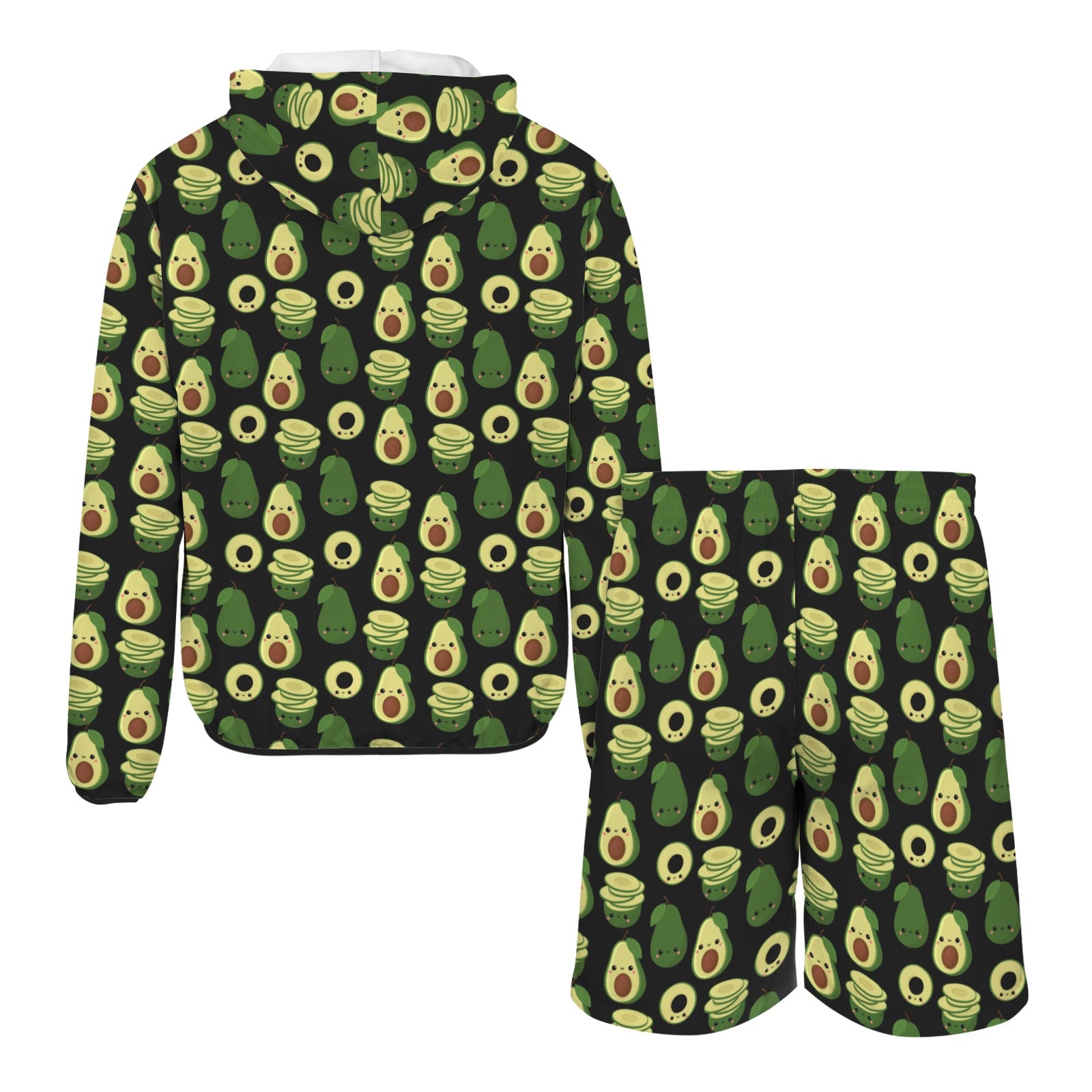 Cute Avocados Men's Lightweight Sun Hoodie & Shorts Set Men's Lightweight Sun Hoodie & Shorts Food Printed Offshore