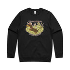 Dachshund, I've Got Friends In Low Places AS Colour Stencil Crew Sweatshirt Unisex Black Sweatshirt animal Printed In Australia
