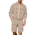 Peace And Love Men's Lightweight Sun Hoodie & Shorts Set 4XL Men's Lightweight Sun Hoodie & Shorts Printed Offshore Retro