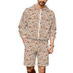 Peace And Love Men's Lightweight Sun Hoodie & Shorts Set 4XL Men's Lightweight Sun Hoodie & Shorts Printed Offshore Retro