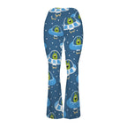 Cute Aliens in UFOs High Waist Crossover Tummy Control Flare Leggings High Waist Flare Leggings Printed Offshore Sci Fi