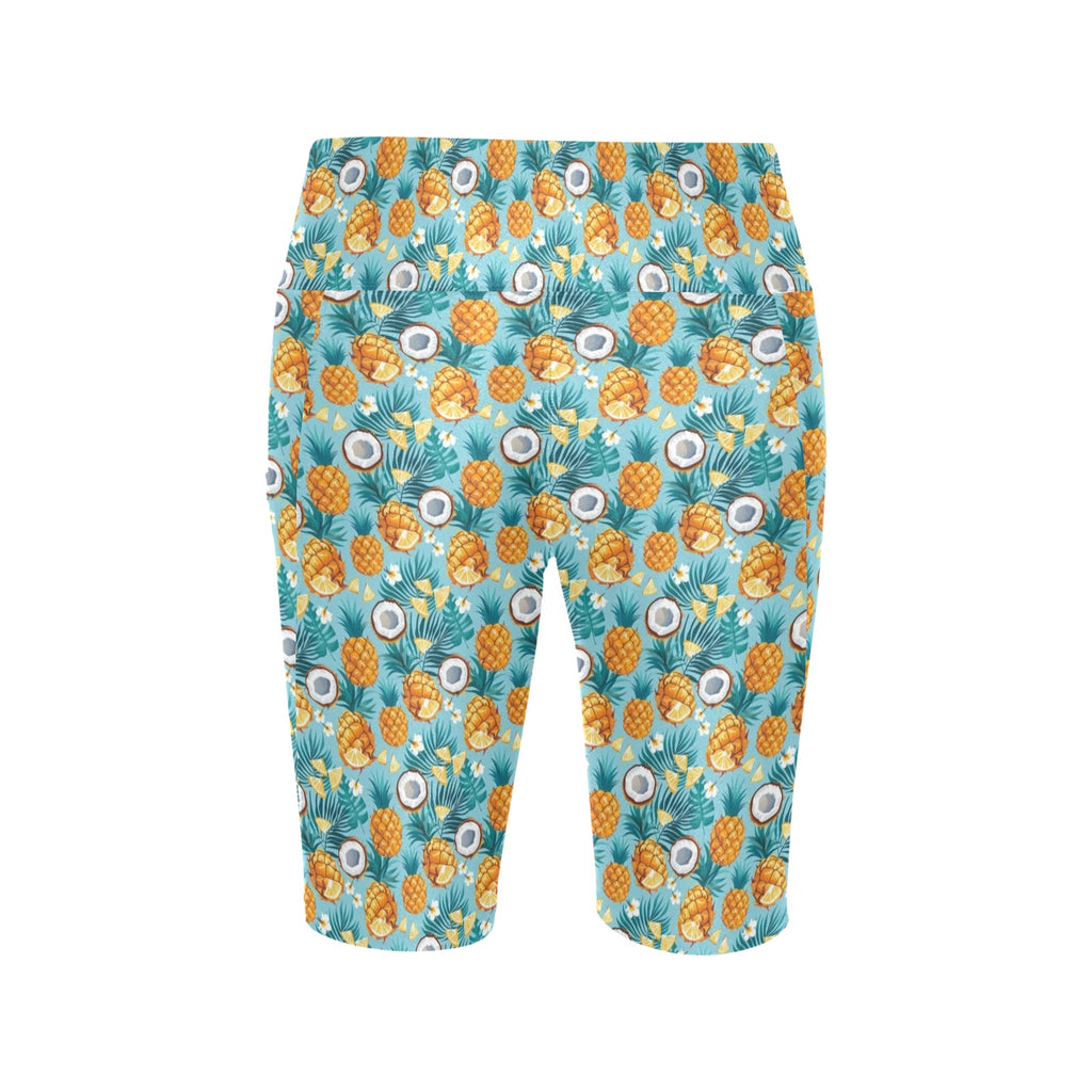 Pineapple Coconut Women's Bike Shorts With Side Pockets