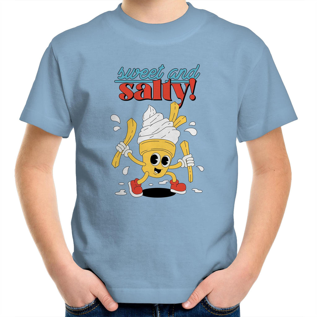 Sweet And Salty, Ice Cream And Fries - Kids Youth T-Shirt Carolina Blue Kids Youth T-shirt Food Printed In Australia