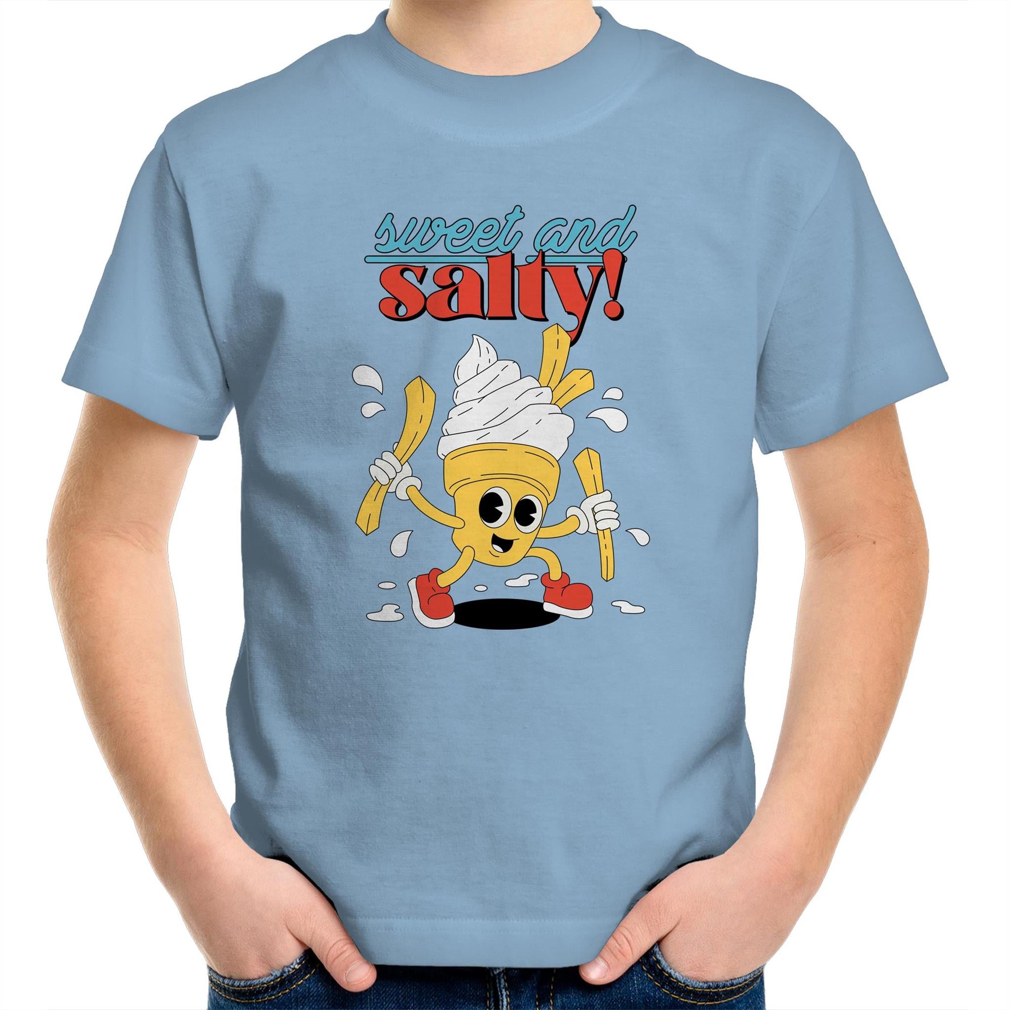 Sweet And Salty, Ice Cream And Fries - Kids Youth T-Shirt Carolina Blue Kids Youth T-shirt Food Printed In Australia