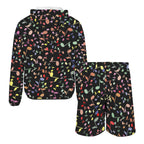 Quavers, Music Notes Men's Lightweight Sun Hoodie & Shorts Set Men's Lightweight Sun Hoodie & Shorts Music Printed Offshore