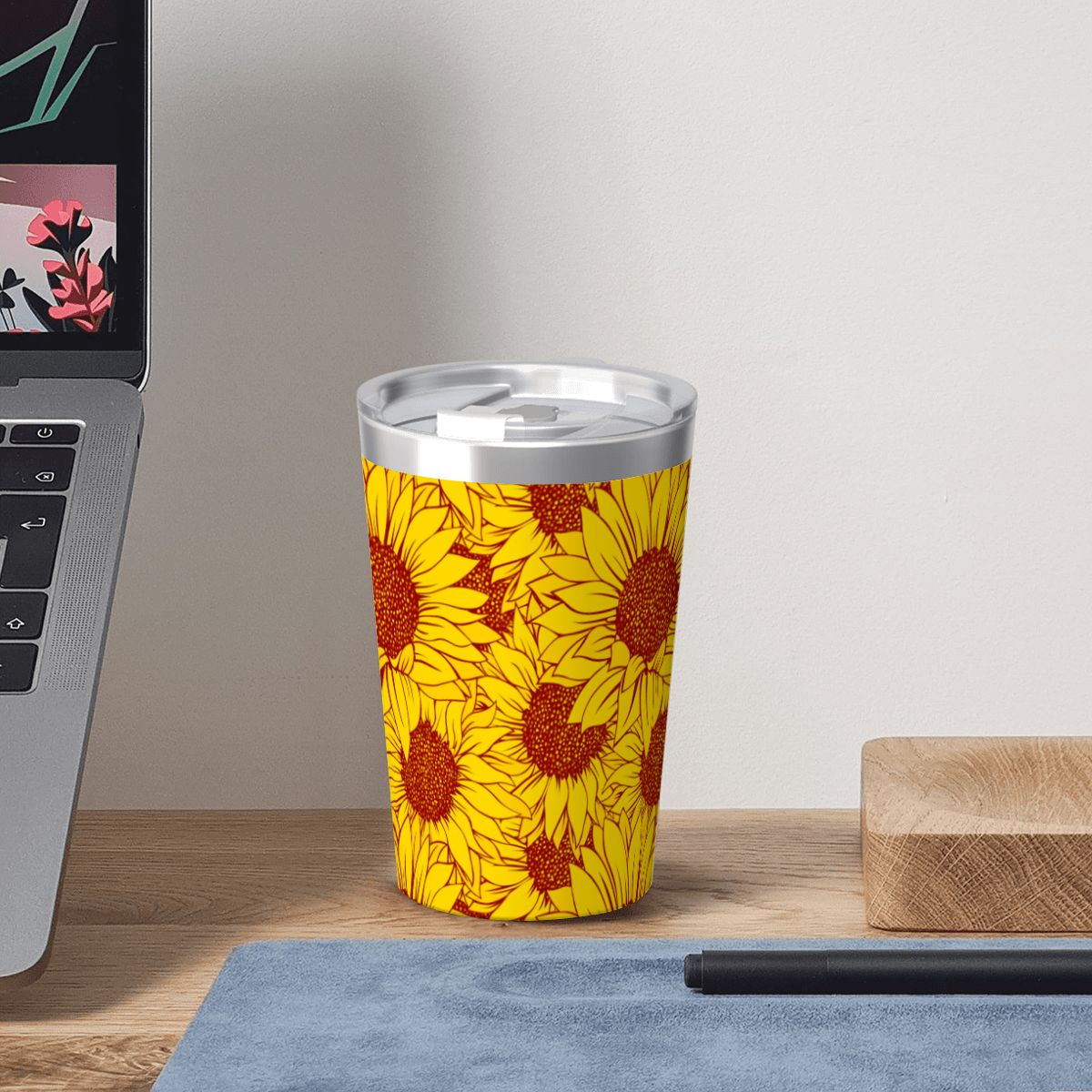 Sunflowers in Bloom Small Stainless Steel Travel Mug Cup 12oz/350ml
