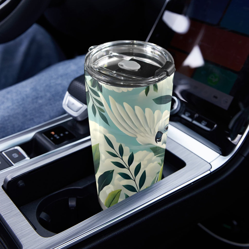 Cockatoo - 20oz Mobile Tumbler with Lid (Black Lock) 20oz Travel Mug animal Printed Offshore