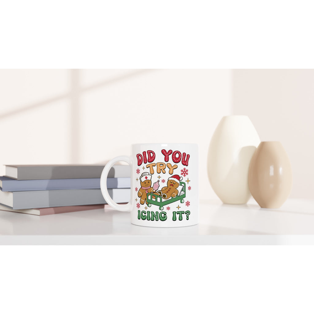 Gingerbread, Did You Try Icing It White 11oz Ceramic Mug Christmas Mug Christmas Globally Fulfilled